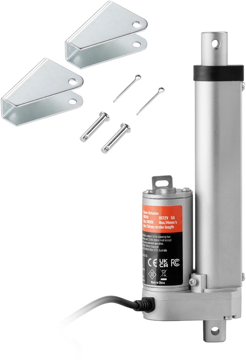 Lineaire Actuator 12 V, 100 Mm 150kg/1500 N Lineaire Bewegingsactuator met Hoge Belastbaarheid en Snelheid van 5 Mm/S