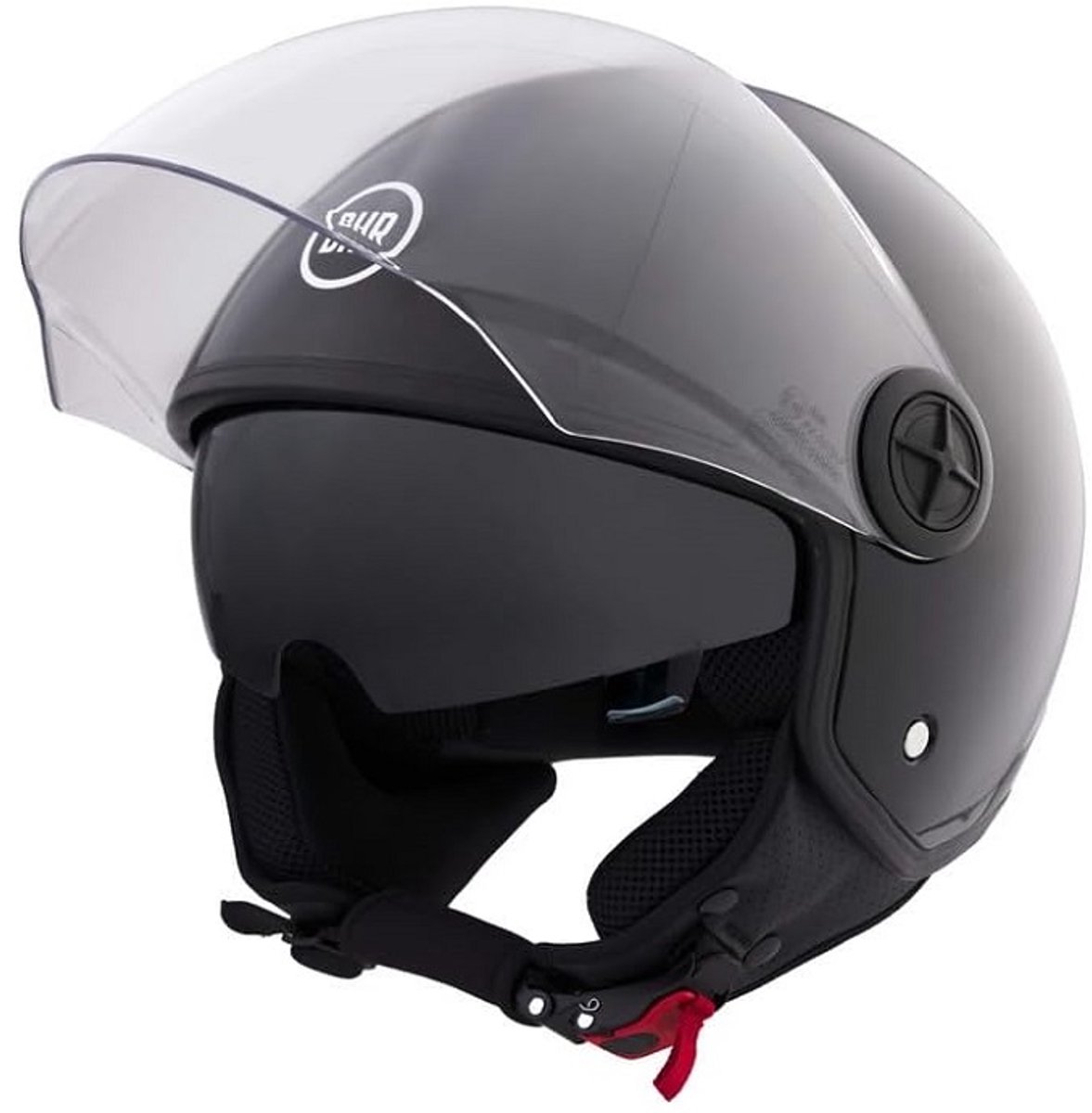 BHR 840 - Dual Shield - Vespa Helm - Glans Zwart - Maat XS - Hypoallergeen - Dubbel Vizier - Motor, Scooter en Brommerhelm