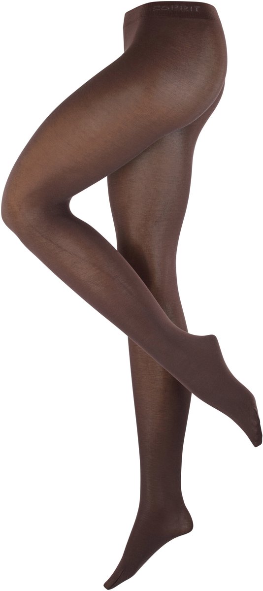 Esprit Cotton eenkleurig katoen panty dames bruin - maat 38-40