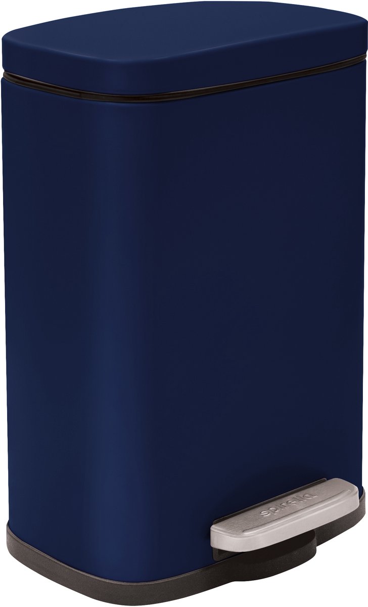 Goedkoopste Spirella Pedaalemmer Venice - donkerblauw - 5 liter - metaal - L21 x H30 cm - soft-close - toilet/badkamer
