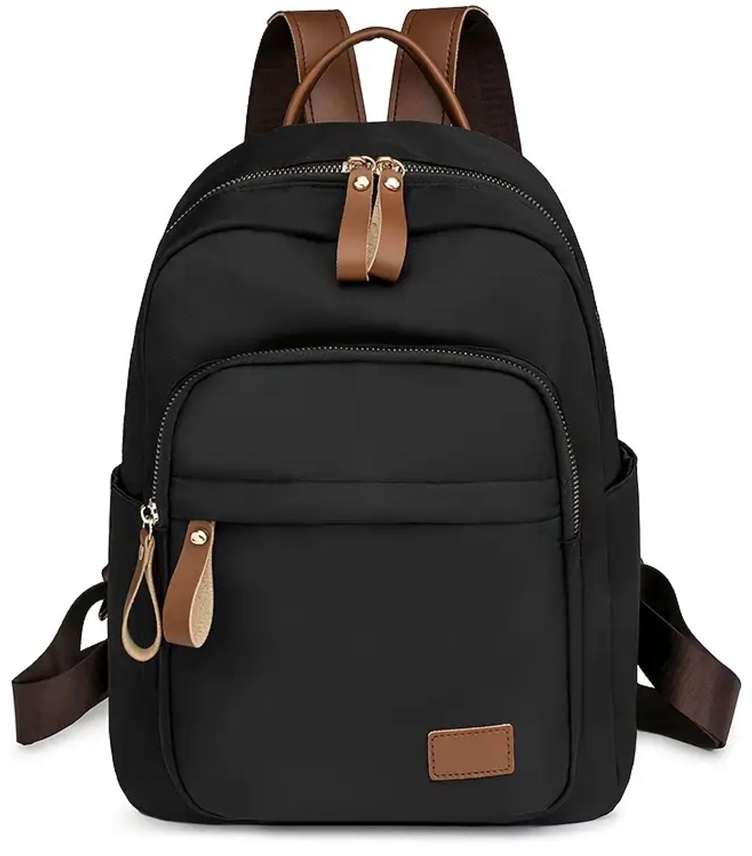Twenty Two™ Reis laptop rugzak | grote capaciteit | veel vakken | dames rugzak | schoolrugzak met ritssluiting | casual/stijlvolle rugtas voor vrouwen |23x12x33cm| geschikt voor 14inch laptop/Ipad | laptoptas-reistas-schooltas | zwart-bruin