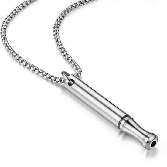 Anti-Stress ketting | Angst | Stress | Paniekaanvallen en Hyperventilatie | Zilverkleurig | Stoppen met Roken Fluitje aan Ketting |