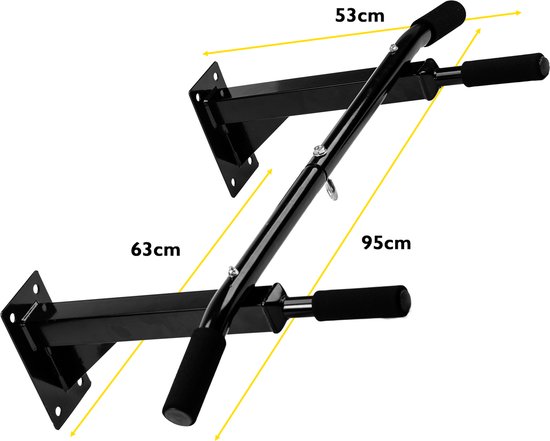 Zoluko Professionele Pull Up Bar Wandmontage - 150kg Draagkracht - Incl. E-boek - Eenvoudige Bevestiging - Optrekstang Fitness - Pull Up Station voor Thuis Sporten - Chin Up Bar - Zwart
