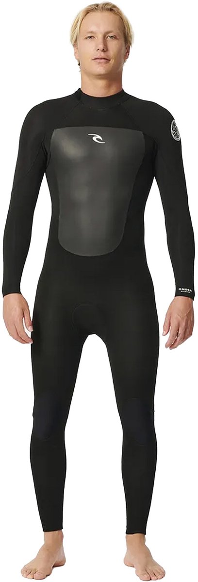 2025 Rip Curl Heren Omega 3/2mm Rug Ritssluiting Wetsuit - Blac