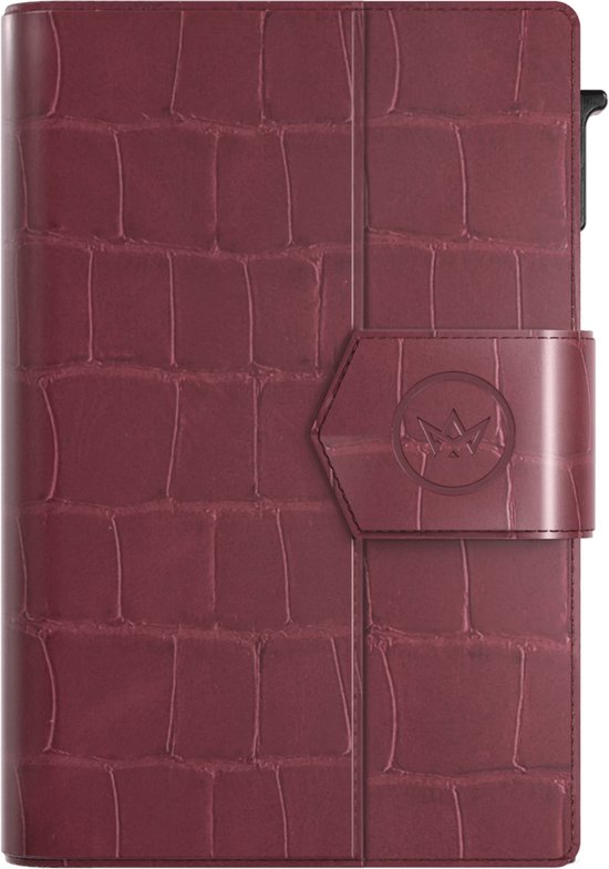 Prowallet Plus – Croco Bordeaux – Porte-cartes RFID – Portefeuille compact avec porte-cartes coulissant – Pour 8 cartes, billets et monnaie – Aluminium et simili cuir – Coffret cadeau de luxe – Femme