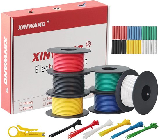 Elektrische Draadkit Voor Doe-het-zelf Projecten - 28 AWG Siliconen Draadset 6 Kleuren Tinted Koperdraad 6 X 10 Meter