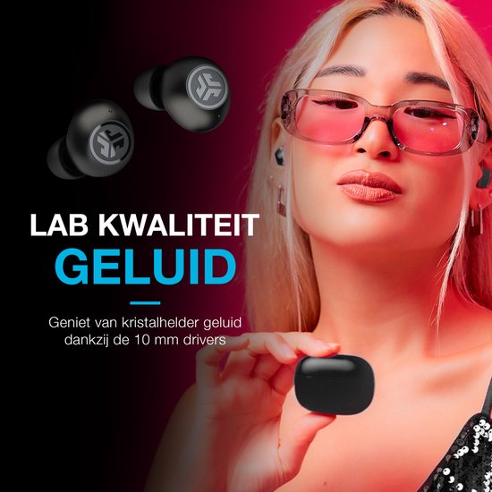 JLab Go POP ANC Draadloze Oordopjes - Noise Cancelling Oortjes - Bluetooth Multipoint - 24 uur Batterijduur - Met Microfoon - Draadloos - Geschikt voor Android en Apple - Zwart