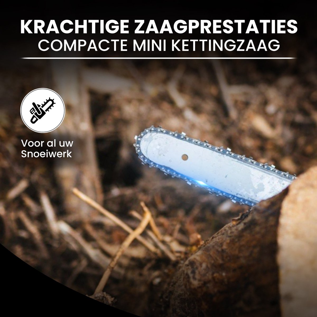 ToolX Mini kettingzaag - Kettingzaag - Mini Kettingzaag met accu - Snoeizaag - Boomzaag - 2 accu's - Inc. accessoires – foto 5