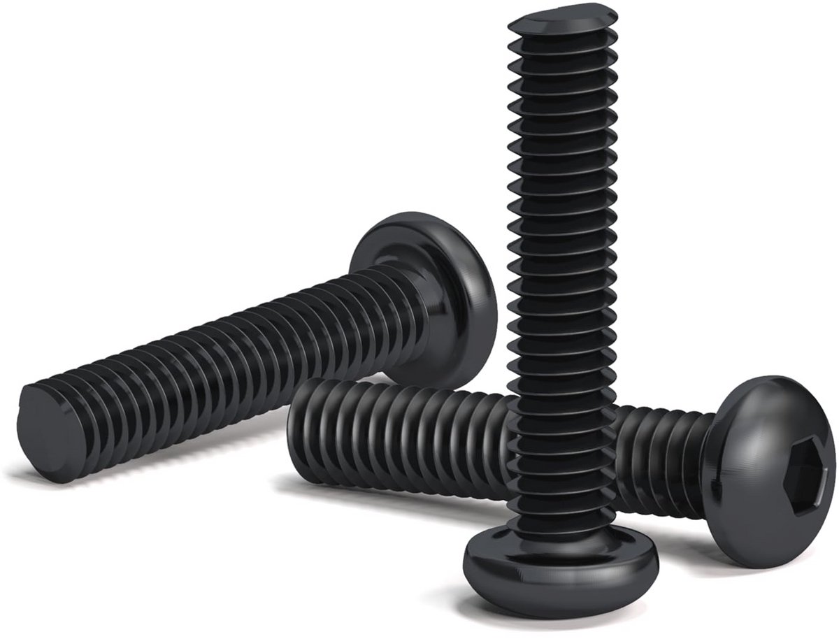 Zwarte zeskantschroeven M2,5 x 12 mm - 200 stuks met hoge sterkte