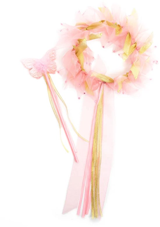 Little Adventures - Gouden Feeën Halo & Toverstaf Set – Zonder Glitter – Comfortabel & Wasbaar – Accessoires Voor Verkleedkleding – Vanaf 3 Jaar