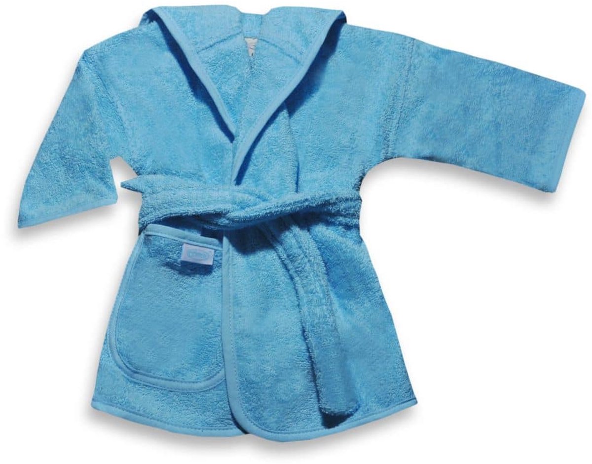 Funnies Badjas, oexie line Blauw 8-10jaar - 100% katoen badstof- kinder badjas- zacht en absorberend