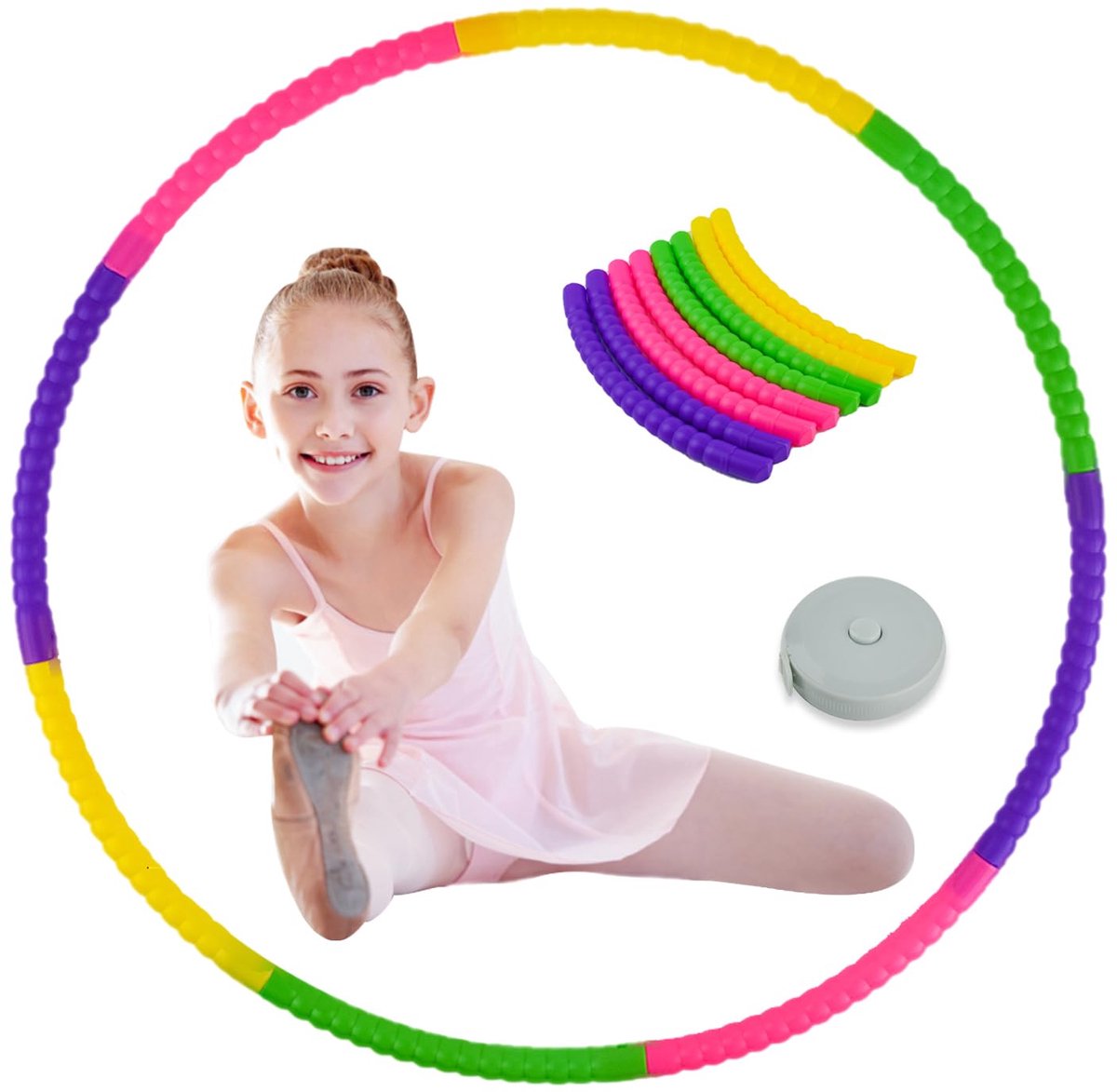 Ibenzoa® Veelkleurige Verstelbare Hoelahoep voor Kinderen, Ideaal voor Spel en Dansplezier
