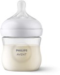 Philips Avent babyfles met deksel en speen, gevuld met melk.