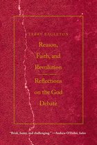 Boek met de titel Reason, Faith, and Revolution van Terry Eagleton, met rode kaft.
