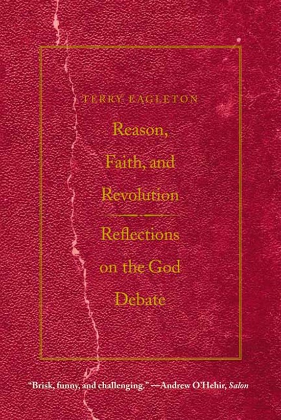 Boek met de titel Reason, Faith, and Revolution van Terry Eagleton, met rode kaft.