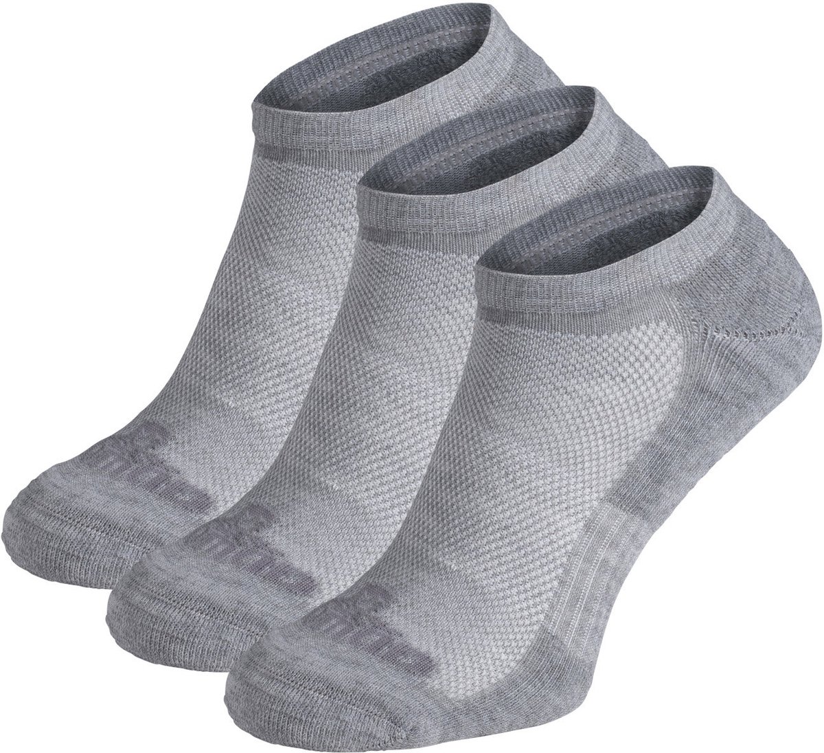 NOMAD® 3-Pack Footie Wandelsokken 35/38 Lage Enkelsokken met Demping & Versteviging Ademend & Sneldrogend Hiking Sokken Grijs