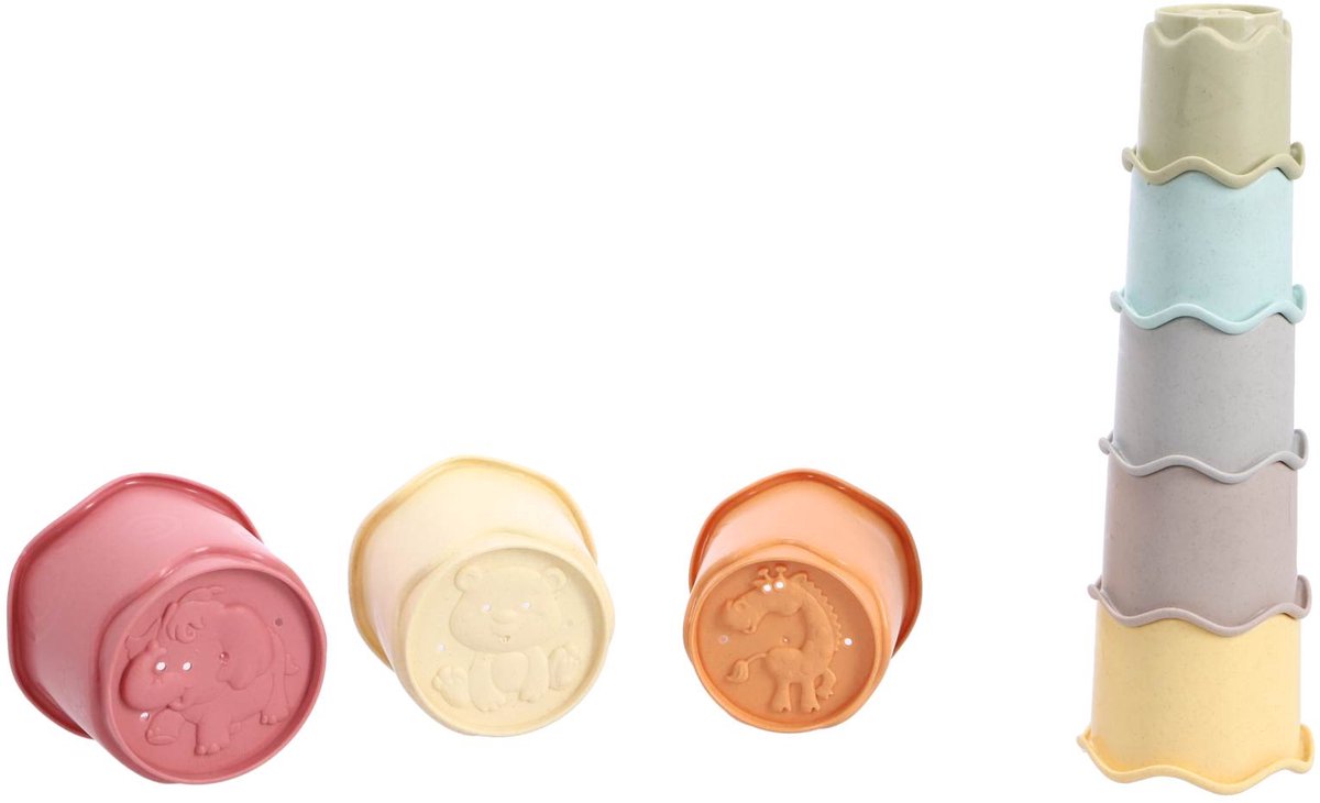 Jipy bioplastic - badspeelgoed stapeltoren, bekertjes en ratelbal - Deluxe Giftset — afbeelding 7