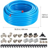 Luchtcompressor Lijnset, 100 Voet x 3/4 inch HDPE Aluminium Persluchtleidingsysteem, Lekvrij, Drukbestendig en Eenvoudig te Installeren, Blauw