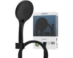 SCHÜTTE RAVEN Badset inclusief Handdouche, Slang en Wandsteun - ø 12,5 cm - 3 Standen - Mat Zwart