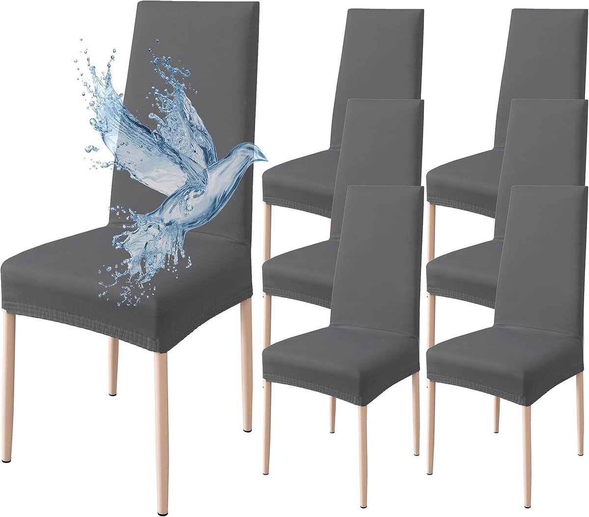 Waterdichte en rekbare eetkamerstoelhoezen - 6 stuks, eenvoudig te installeren, gemakkelij
