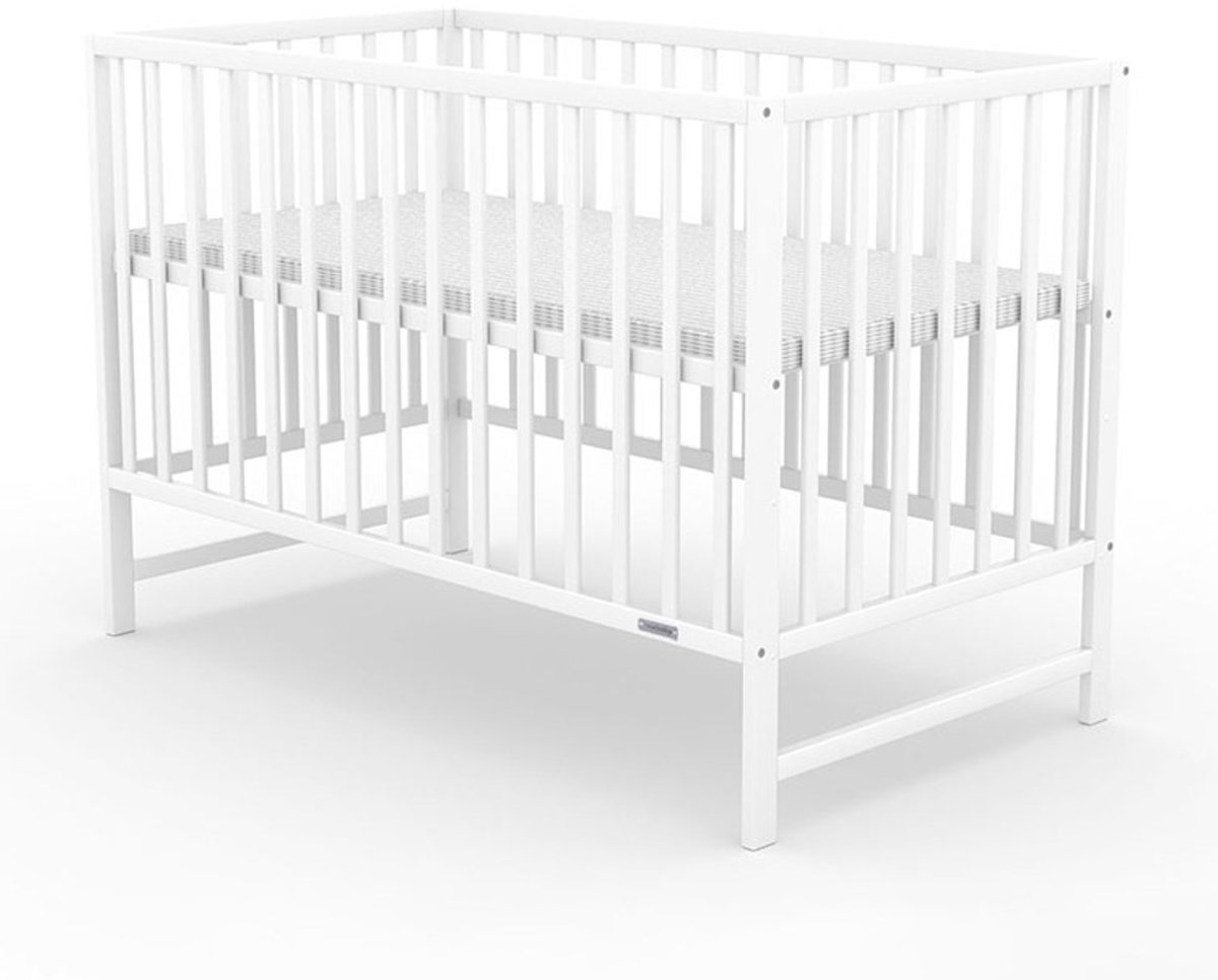 New Baby - Bed - babybedje wit grenenhout met 3 hoogtes - ledikant - kinderbed - peuterbed - slaapmeubel - babymeubel - wieg - bedje - slaapplaats - kinderkamer - babykamer