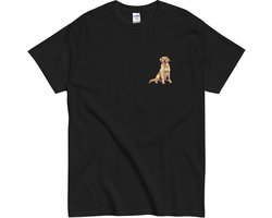 Zwart TShirt Dames en Heren met Golden Retriever Logo - Hondenliefhebber Shirt Cadeau - Katoen - M