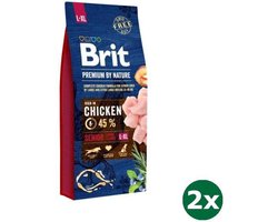 2x15 kg Brit premium by nature senior large / xl breed hondenvoer