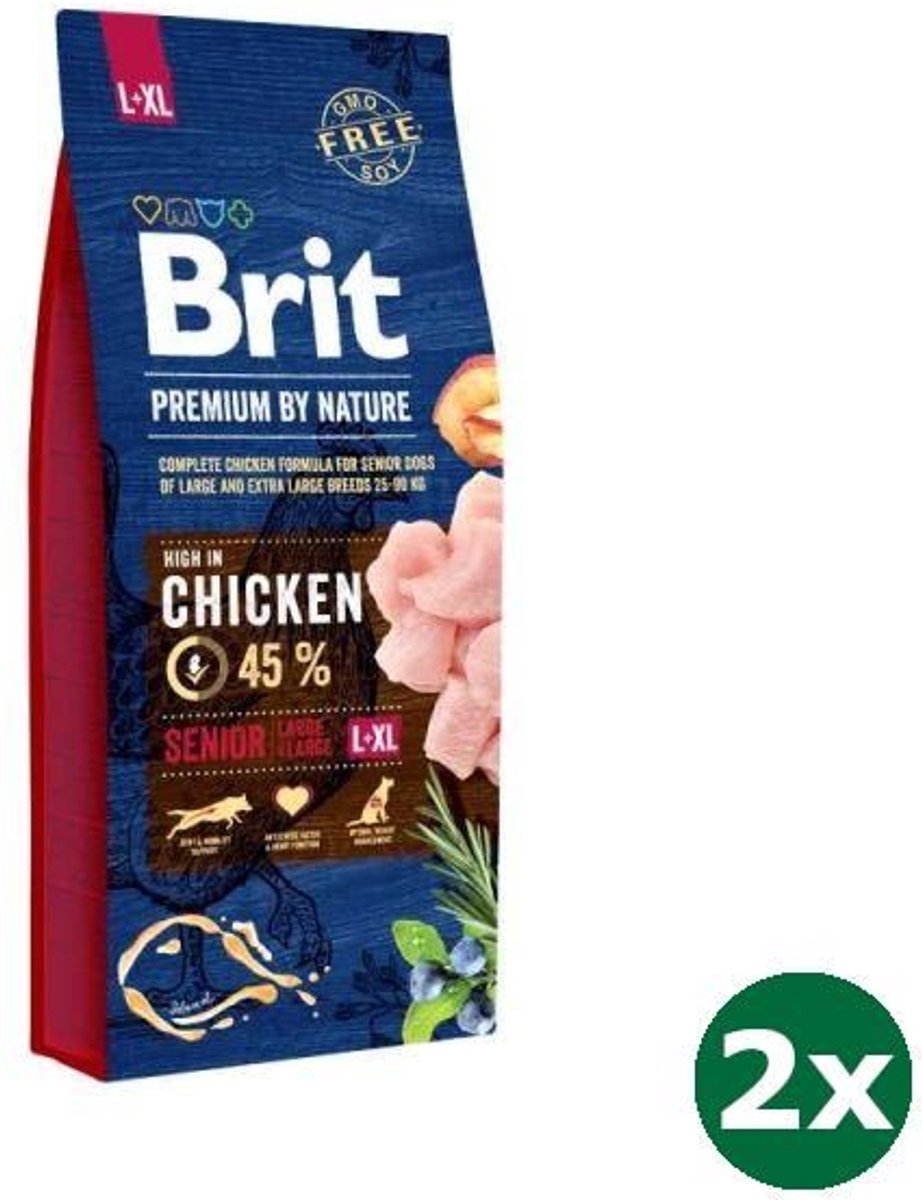 Brit 2x15 kg Brit premium by nature senior large / xl breed hondenvoer