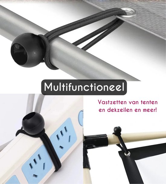 S4D® - Spanelastiek - Spanrubbers - Tentspanners Met Bal - Spanner Elastiek Met Bal - Set van 12 STUKS ! - Multifunctioneel — afbeelding 4