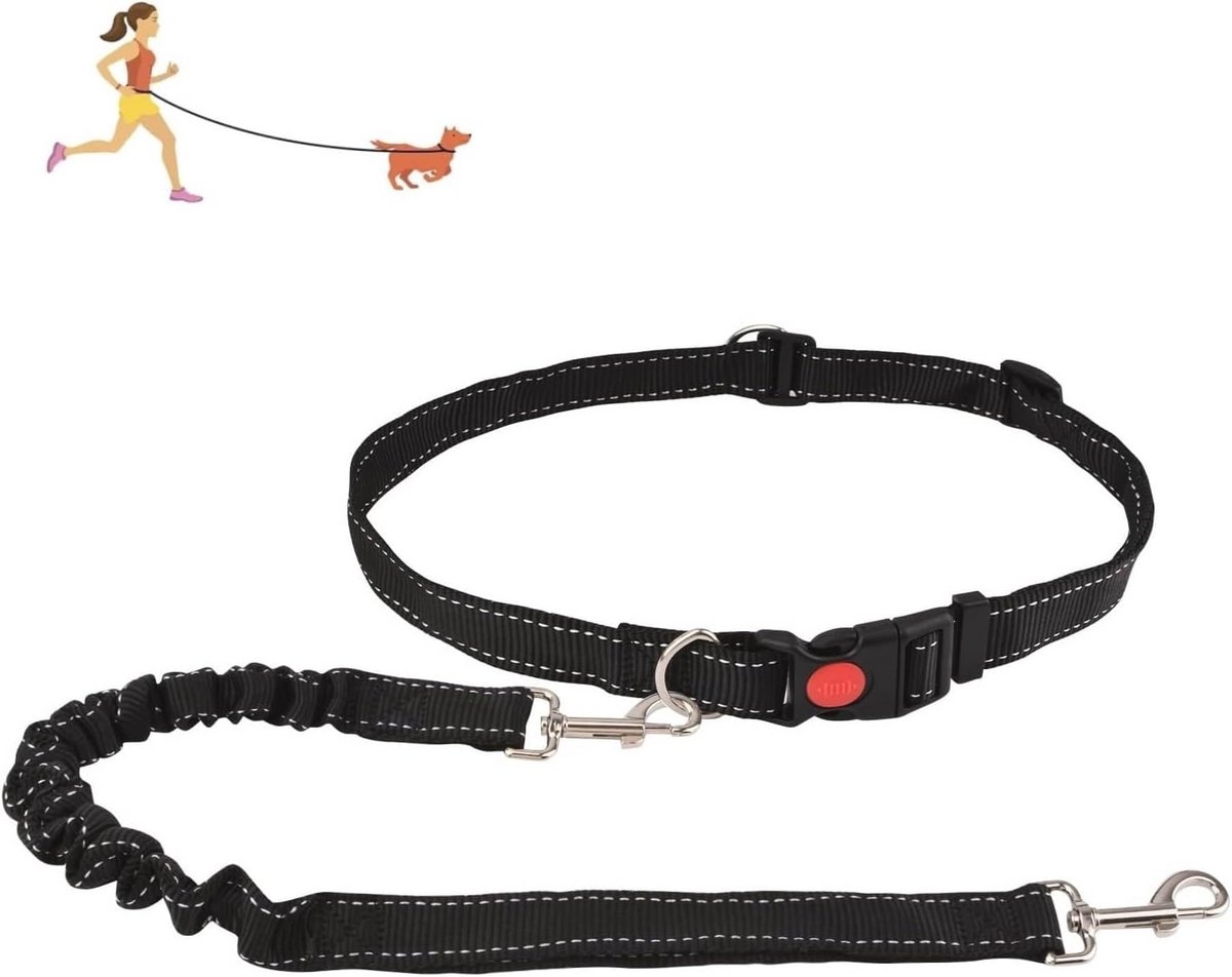 Verstelbare handvrije hondenriem met reflecterende bungee-looplijn en heupriem voor training en wandelen