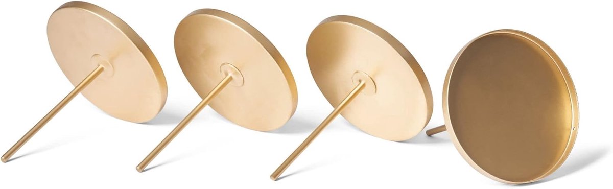 4x Kaarsenprikker plat goud 8 cm diameter I Kaarsenplaat met spike I Adventkaarsenhouder Kerstdecoratie Kaarsenpin I Kaarsenplug voor Adventkrans