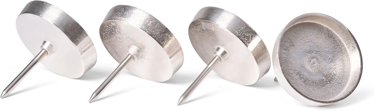 Novaliv 4x kaarsenhouder aluminium plat 10 cm voor adventskrans kaars pin kerstkrans grijs