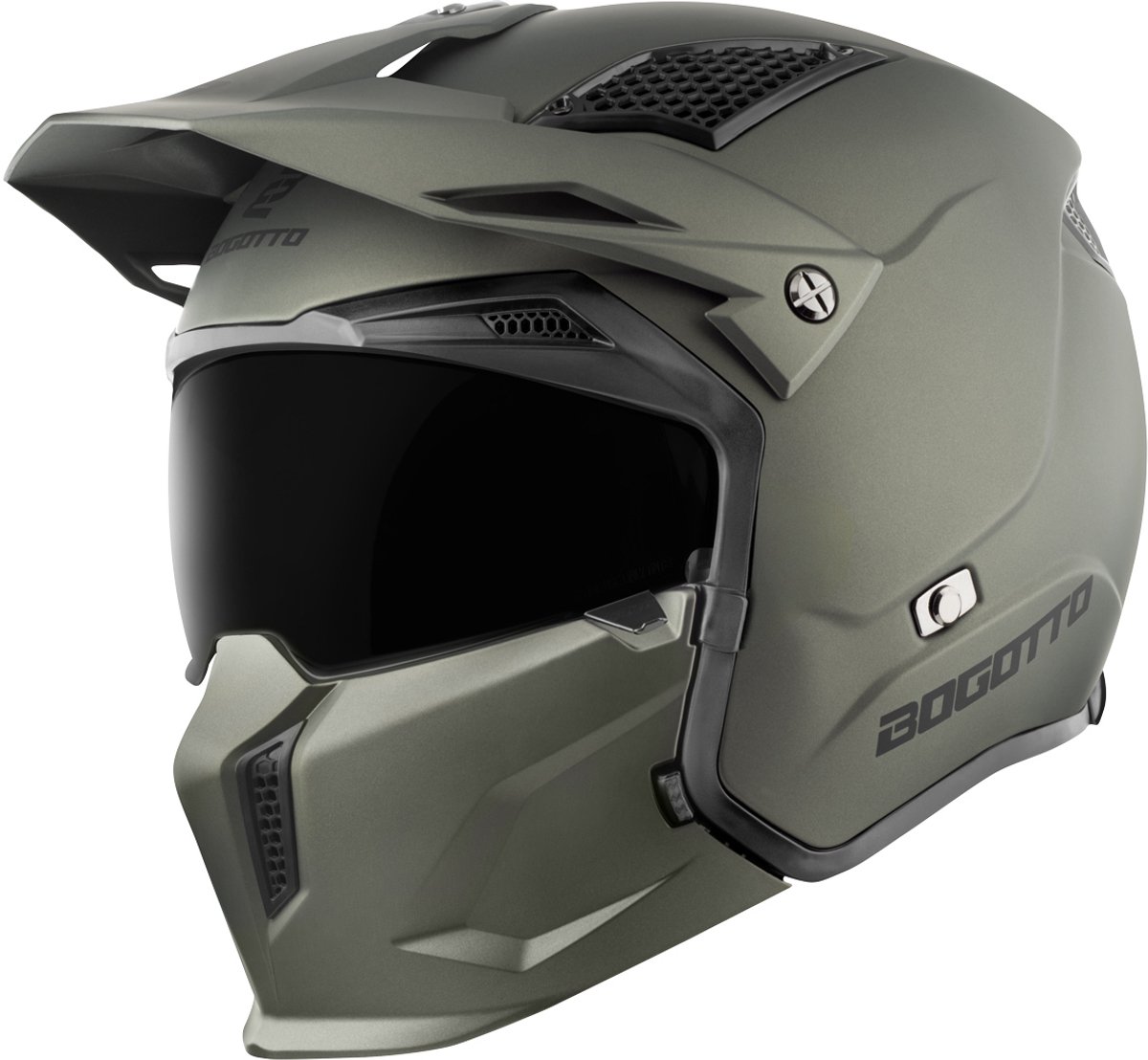 Bogotto Radic 22.06 Mat Groen Motorhelm - Maat XS - Helm