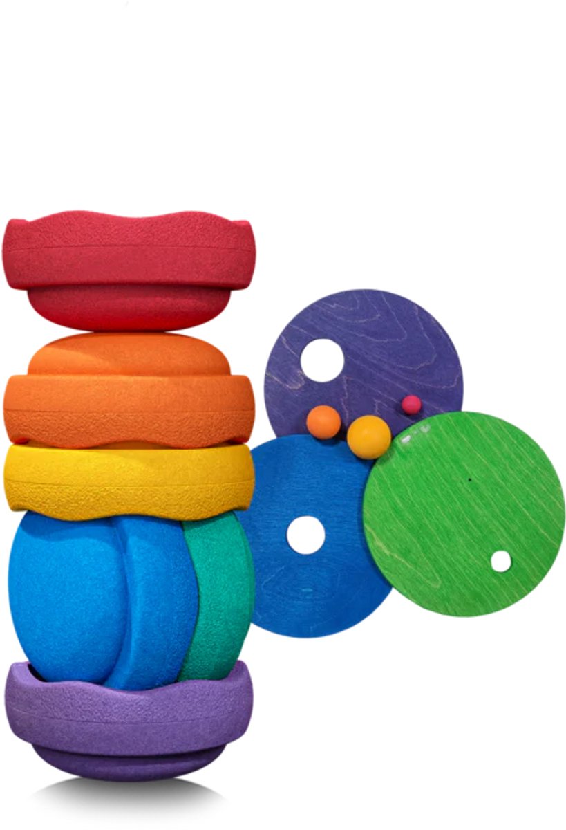 Grimms x Stapelstein® | Set Classic + Rolling Discs Classic Cool