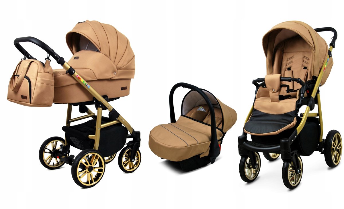 BabyLux® COLORLUX 3in1 Kinderwagen - Opklapbaar met Gold Frame - Product - €449,00