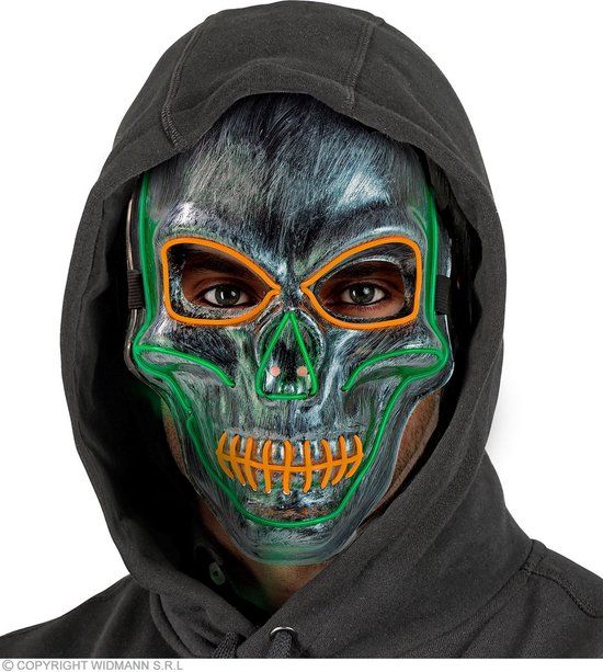 Zilveren schedel masker met gekleurd ledlicht