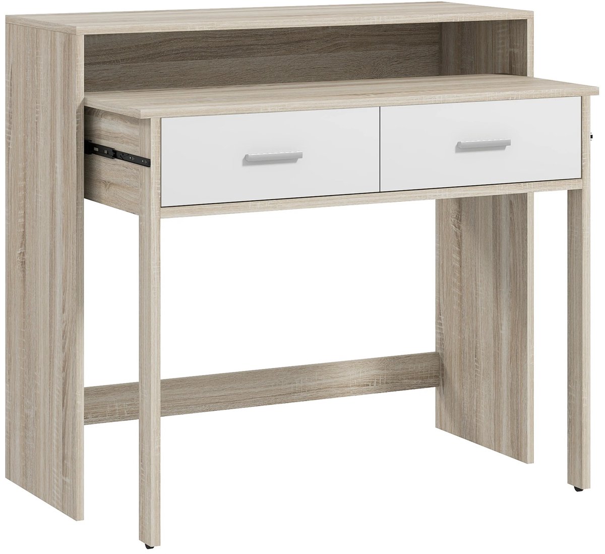 Homcom Smalle Consoletafel - 2 Niveaus - Bijzettafel - Bijzettafels - Bijzettafeltjes Woonkamer - Bijzettafel Bank - Entree Tafel - Tafel - Tafeltje - Side Table - Sidetable Oak