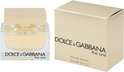 Dolce & Gabbana The One Eau de Parfum 50ml flesje naast de gouden doos.