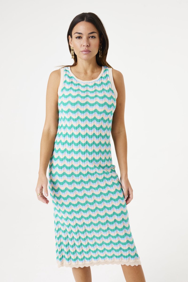 Garcia Dames Effen Jurk Groen Sleeveless