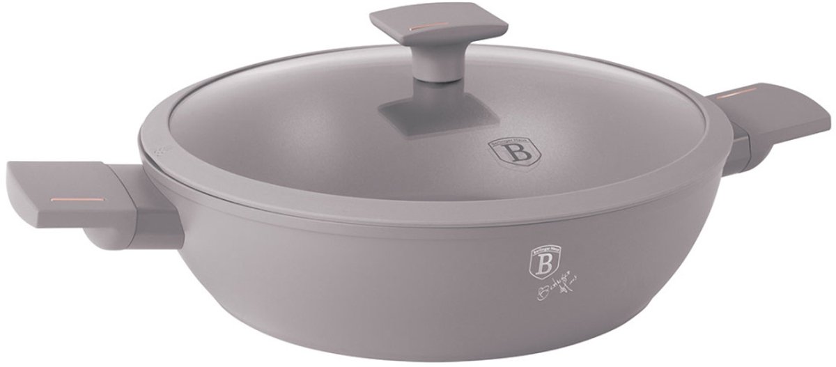 Berlinger Haus 8099 - Lage braadpan met 2 handvaten - 30 cm - Taupe collection - met deksel