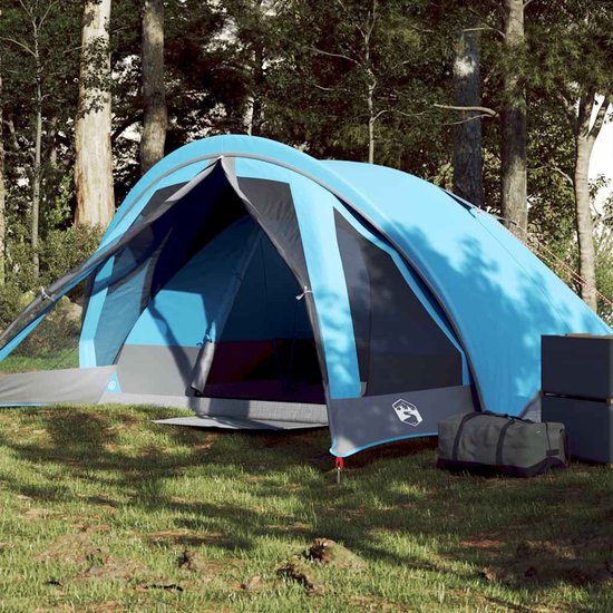 vidaXL Kampeertent 4-Persoons - Waterdicht - Blauw Kampeertent - Bungalowtent - Tent - Campinguitrusting - Buitenleven van Vidaxl — afbeelding 4