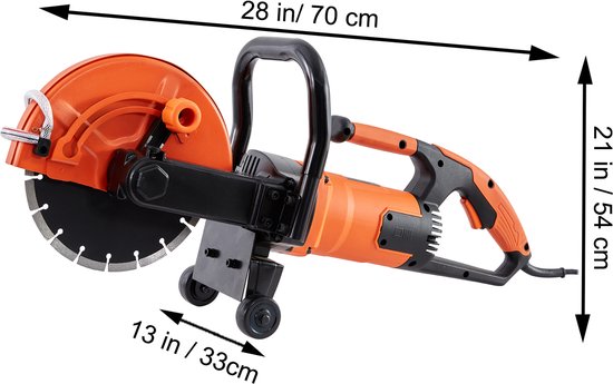 Elektrische Betonzaag Van, 9 Inch, 1800 W 15 A Motor, 3,5 Inch Zaagdiepte, Nat/Droog, voor Steen, Baksteen van VEVOR — afbeelding 4