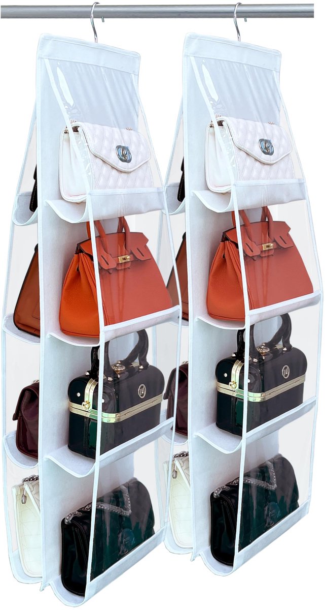 Ibenzoa® Ruimtebesparende Handtas Organizer met Grote Opbergvakken en Transparant Ontwerp voor Handtassen