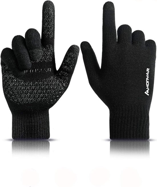 Migliore Wear Winterhandschoenen voor dames en heren, verdikte thermische handschoenen, wollen handschoenen met antislip palmkussen, warme gebreide handschoenen, elastische manchet voor de winter
