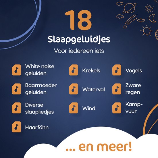 LUSQ® - White Noise Machine Baby met Nachtlampje - 18 Geluiden - Witte Ruis & Kleurrijk Licht - Slaapmachine met Timer en USB-C Oplaadbaar - Nachtlampje voor Kinderen met Witte Ruis van LUSQ® — afbeelding 5
