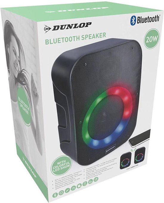 Dunlop Bluetooth Speaker 20 Watt - 1200 mAh accu - Koppelbaar - Met Disco Licht - Zwart - 5.5 uur speelduur van Dunlop — afbeelding 5