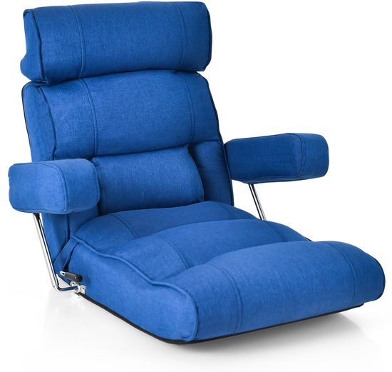 COSTWAY Lazy Sofa Vloerstoel, 360 graden draaibaar, vloerstoel met 5-voudig verstelbare rugleuning, gamestoel gevoerd, vloerbank, meditatiestoel tot 120 kg belastbaar, rood