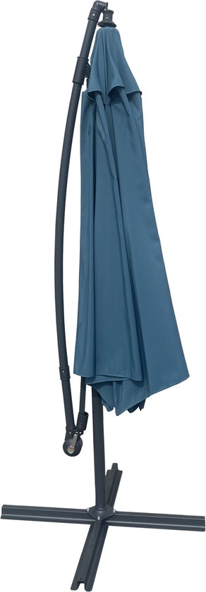 Parasol déporté OAHU rond 3,50m de diamètre bleu gris + housse