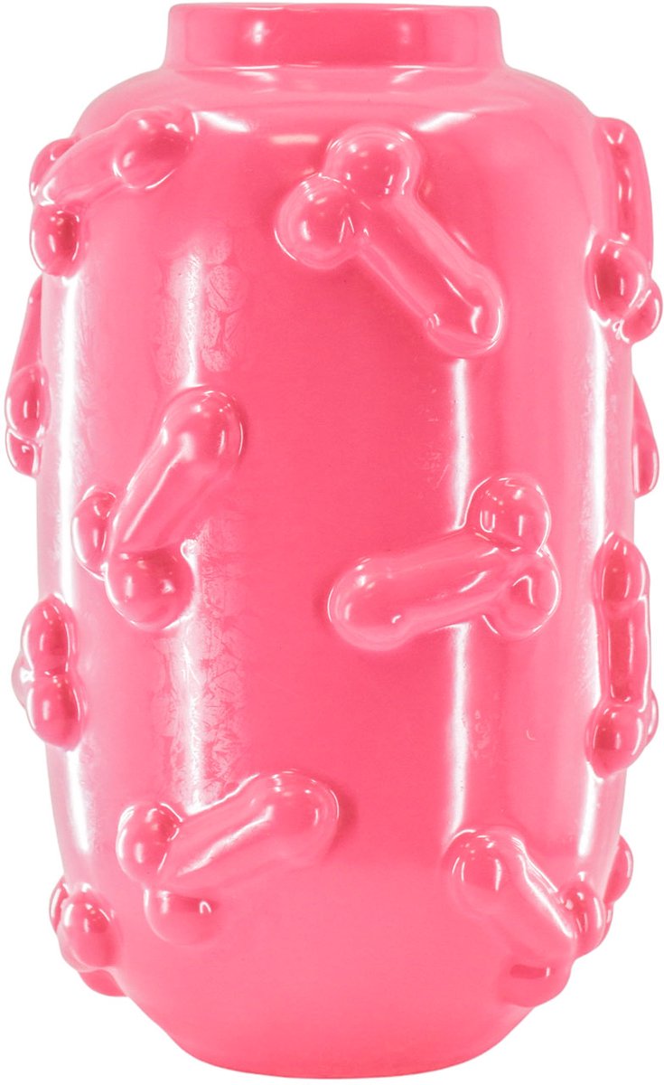 Housevitamin Vaas - Bloemenvaas - Piemels - Keramiek - 17x17x27cm - Fluor Roze.