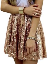Glitter Rok Rose Goud - Festival - Dames - Feest - Geplooid - Glans